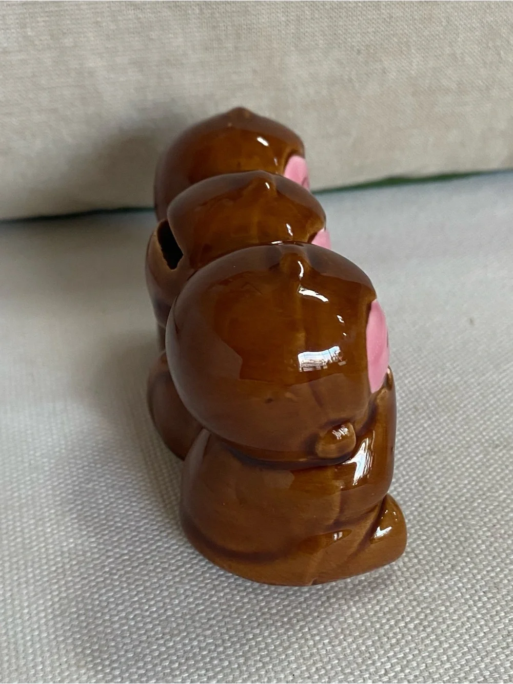 VTG Three Wise Monkeys Ceramic Coin Bank Japan Mid Century Retro Kitschy MCM